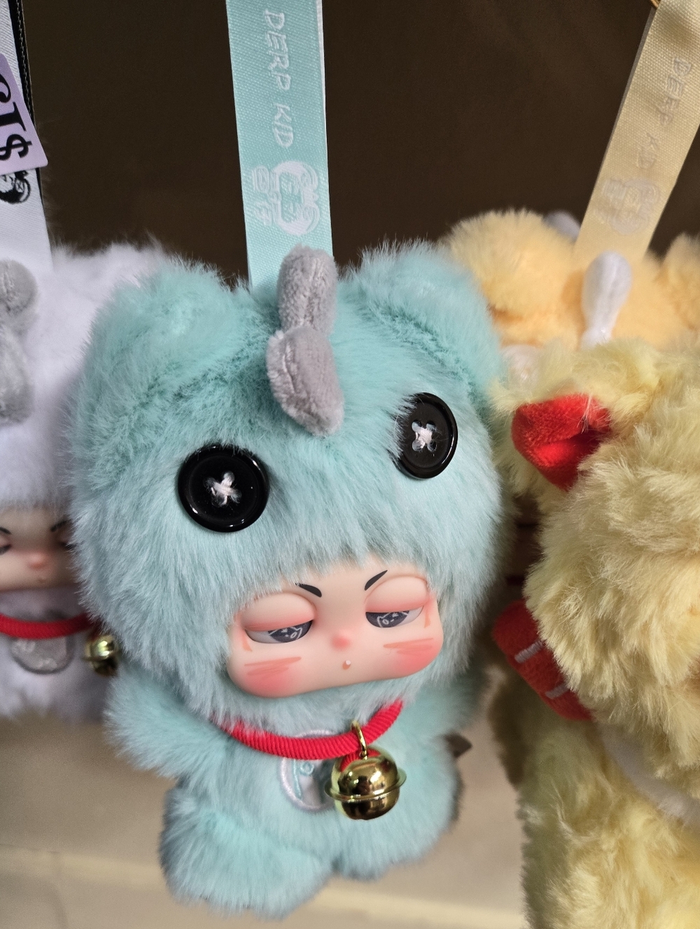 Blue Water Dragon Derpy Kid Plush  Keychain with Bell